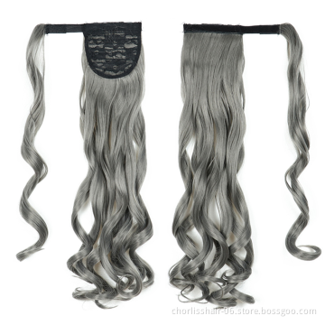 Best Selling Silky Natural Color Long Water Wave Organic Ponytail Attachment Synthetic Afro Kinky Curly Ponytail Hair Extensions